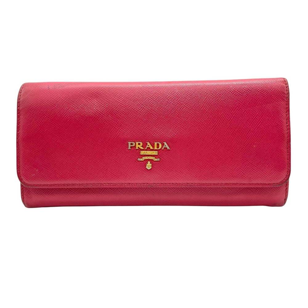 PRADA Prada Long Wallet, Saffiano Leather, Flap, Pink, Two-Tone, Gold Hardwar... - Picture 2 of 16